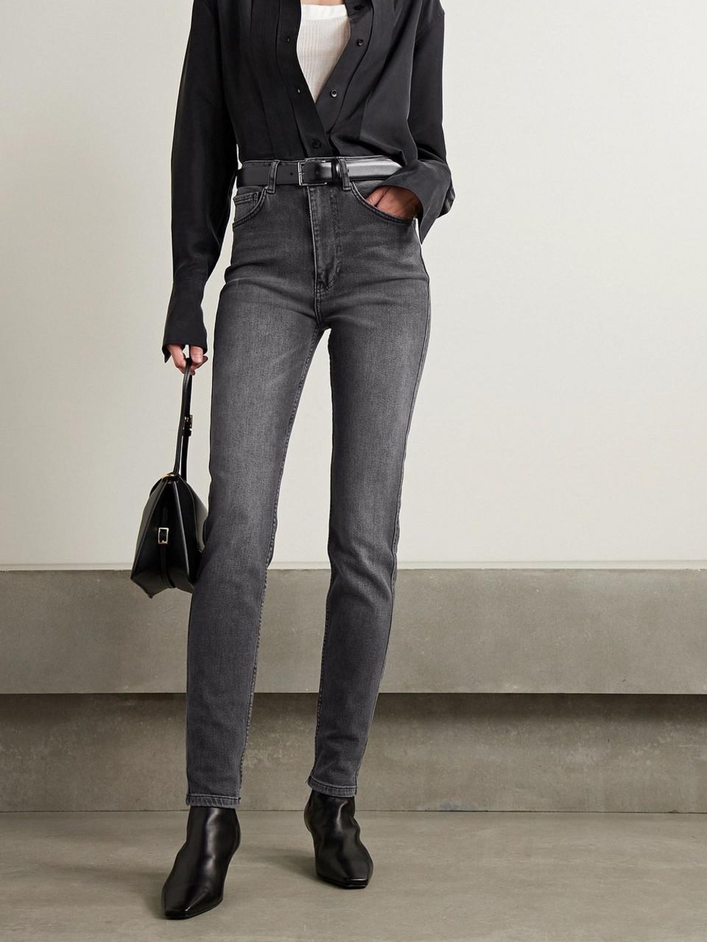 Anine Bing Beck High Rise Skinny Slim Jeans Washed Black NWOT Size 25